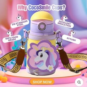 Purple Unicorn Water Bottle and Bag Set